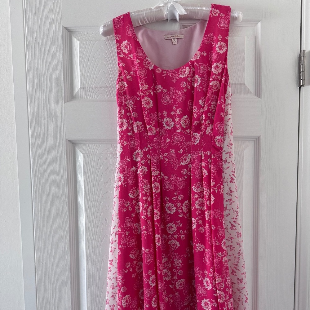 Pink flower midi dress size s